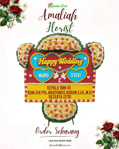 Karangan Papan Bunga Pernikahan di Padasuka